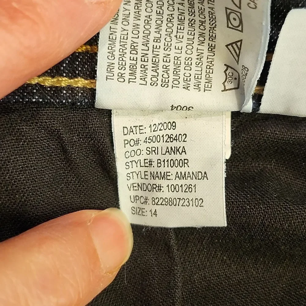 Gloria Vanderbilt Amanda Line Women's Dark Blue Denim Jeans, Size 14 Average